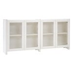 Cassettiere e credenze, Credenza Classic con ante in vetro scanalato, laccata bianca, Bianco