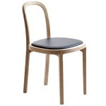 Chaises de salle à manger, Chaise Siro+, chêne - cuir noir, Naturel