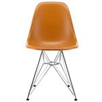 Dining chairs, Eames DSR Fiberglass chair, dark ochre - chrome, Orange