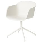 Fiber armchair, swivel base, natural white - white