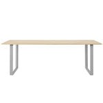 Ruokapöydät, 70/70 pöytä, 225 x 90 cm, massiivitammi - harmaa, Harmaa