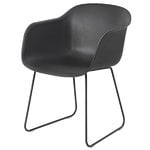 Dining chairs, Fiber armchair, sled base, black, Black