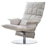 K chair with armrests, swivel plate base, stone/white