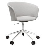 Kendo swivel chair w/ castors, porcelain - polished aluminium
