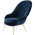 Armchairs & lounge chairs, Bat lounge chair, high, Velluto 970 - brass base, Blue