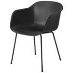 Dining chairs, Fiber armchair, tube base, black, Black