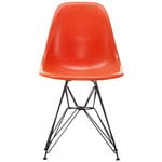 Chaises de salle à manger, Eames DSR Fiberglass Chair, rouge orange - noir, Orange