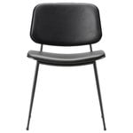 Dining chairs, Søborg chair 3062, black steel base, black oak - black leather, Black