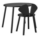 Mouse school set, table 58 cm, chair 40 cm, black