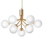 Pendant lamps, Apiales 9 pendant, brushed brass - opal white, Gold