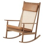Rocking chairs, Swing rocking chair, teak - Silk cognac leather, Brown