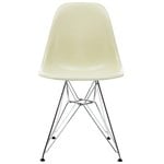 Dining chairs, Eames DSR Fiberglass Chair, parchment - chrome, White