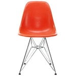 Dining chairs, Eames DSR Fiberglass Chair, red orange - chrome, Orange