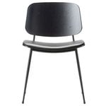 Ruokapöydän tuolit, Søborg tuoli 3061, musta teräsrunko, musta tammi - musta nahka, Musta