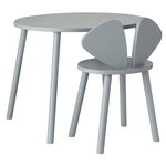 Mouse school set, table 58 cm, chair 40 cm, grey