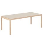 Workshop table, 200 x 92 cm, oak - warm grey linoleum