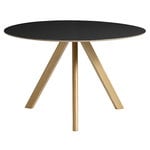 Ruokapöydät, CPH20 pyöreä pöytä, 120 cm, lakattu tammi - musta lino, Musta