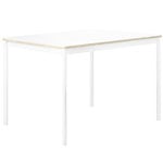 Tables de salle à manger, Table Base 140 x 80 cm, stratifié avec bords en contreplaqué, Blanc
