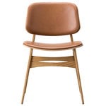 Ruokapöydän tuolit, Søborg tuoli 3052, puurunko, lakattu tammi - ruskea nahka, Ruskea