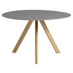 Matbord, CPH20 runt bord, 120 cm, lackad ek - grå linoleum, Grå