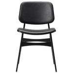 Chaises de salle à manger, Chaise Søborg 3052, piètement en bois, chêne noir - cuir noir, Noir