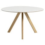 Tables de salle à manger, Table ronde CPH20, 120 cm, chêne laqué - stratifié blanc, Blanc