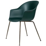 Gubi Bat chair, dark green - antique brass base