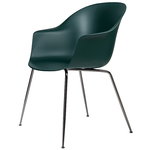 Dining chairs, Bat chair, dark green - black chrome base, Green