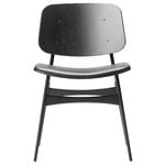 Ruokapöydän tuolit, Søborg tuoli 3051, puurunko, musta tammi - musta nahka, Musta