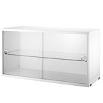 Shelving units, String display cabinet w/ sliding glass doors, 78 x 30 cm, white, White