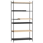 Bookcases, Tray shelf, high, 1+2 oak - 1+2 black, Black