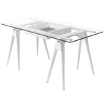 Tables de bureau, Bureau Arco avec tiroir, blanc, Blanc