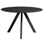 Dining tables, CPH20 round table, 120 cm, black oak - black lino, Black