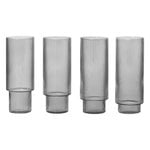 Ferm Living Ripple long drink glasses, 4 pcs, smoked grey