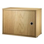 Shelving units, String cabinet with swing door, 58 x 30 cm, oak, Natural
