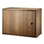 Shelving units, String cabinet with swing door, 58 x 30 cm, walnut, Brown