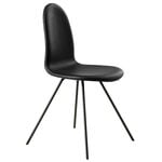 Dining chairs, Tongue chair, black leather - black, Black