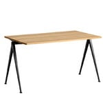 Matbord, Pyramid bord 01, svart - klarlackerad ek, Naturfärgad