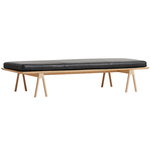 Daybeds, Level daybed, white pigmented oak - black leather, Natural