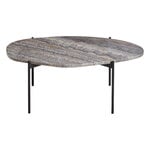 Side & end tables, La Terra occasional table, L, grey melange travertine - black, Black