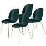 Dining chairs, Beetle chair, brass - green, set of 4, Green