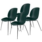 GUBI Beetle tuoli, musta kromi - vihreä, 4 kpl setti