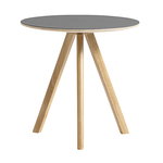 Side & end tables, CPH20 round table, 50 cm, lacquered oak - grey lino, Gray