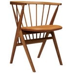 Dining chairs, No 8 chair,  oiled oak - cognac leather, Brown