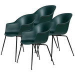 Dining chairs, Bat chair, dark green - black base, set of 4, Green