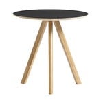 Side & end tables, CPH20 round table, 50 cm, lacquered oak - black lino, Black