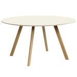 Dining tables, CPH25 table round, 140 cm, lacquered oak - off white lino, White