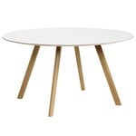 Tables de salle à manger, Table ronde CPH25, 140 cm, chêne laqué - stratifié blanc, Blanc
