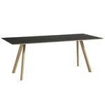 Matbord, CPH30 bord 200 x 90 cm, såpad ek - svart linoleum, Svart