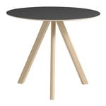 Ruokapöydät, CPH20 pyöreä pöytä, 90 cm, lakattu tammi - musta lino, Musta